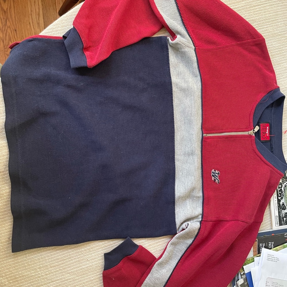 VINTAGE Wrangler Men’s or women Red, BLUE M & Gray Colorblock Zip Pullover